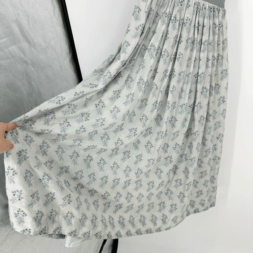 The Great Camelia Midi Dress Size M Dusty Blue Bustier Embroidered Eyelet Boho - Picture 10 of 13